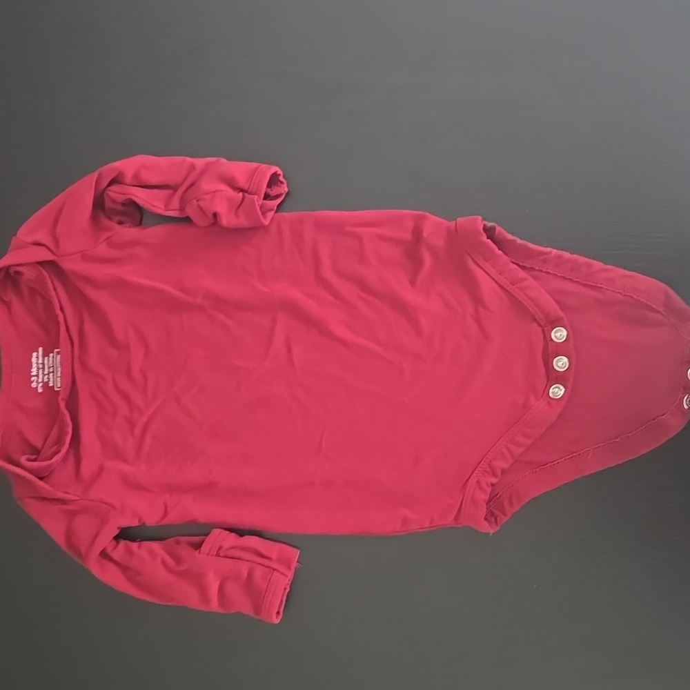 Red Long Sleeve Bamboo Baby Bodysuit